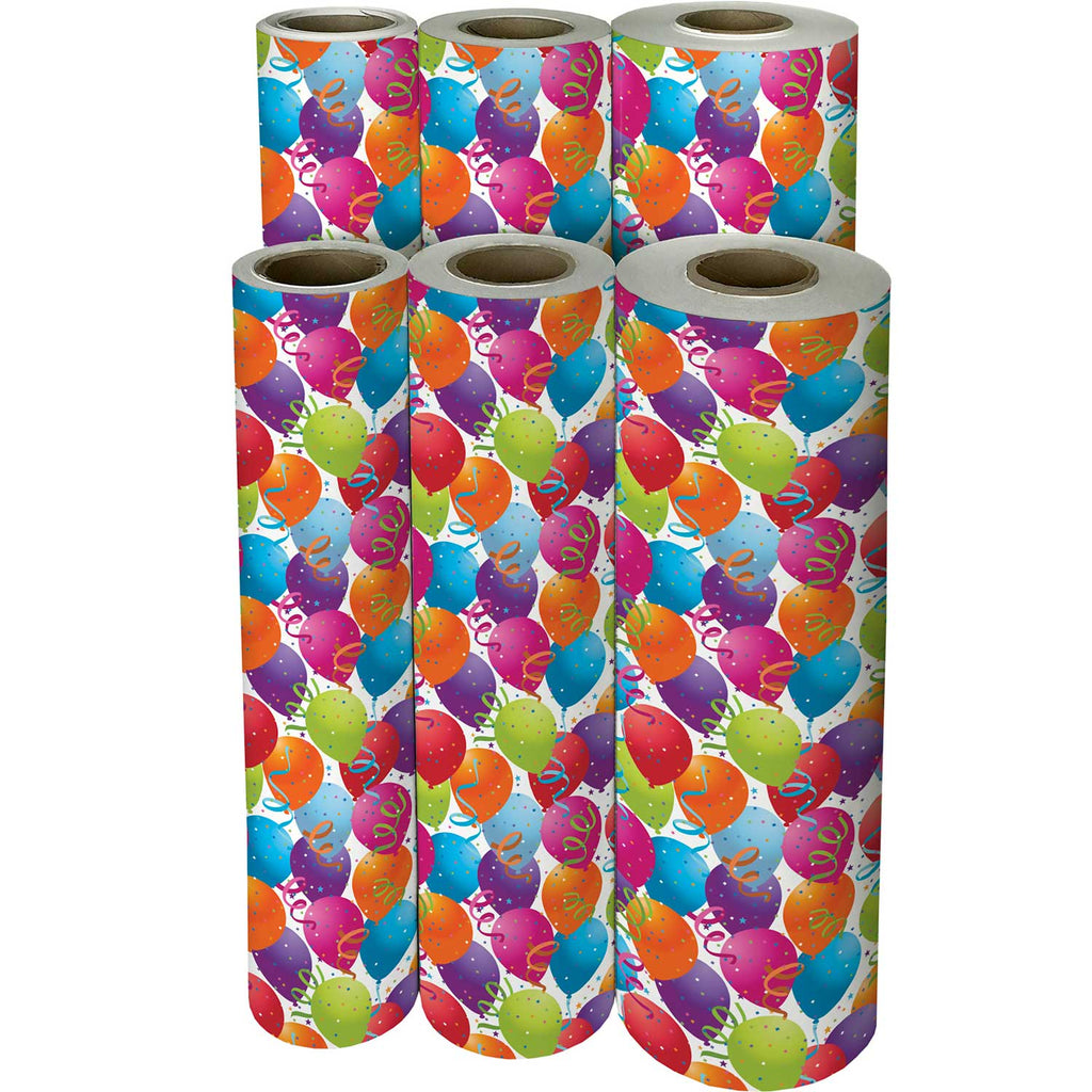 B139f Birthday Balloons Gift Wrapping Paper Reams 