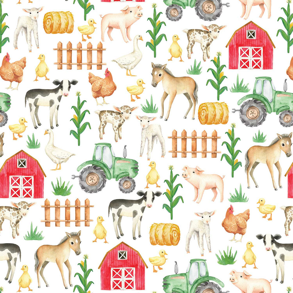 B163a Farm Animals Baby Gift Wrapping Paper Swatch 