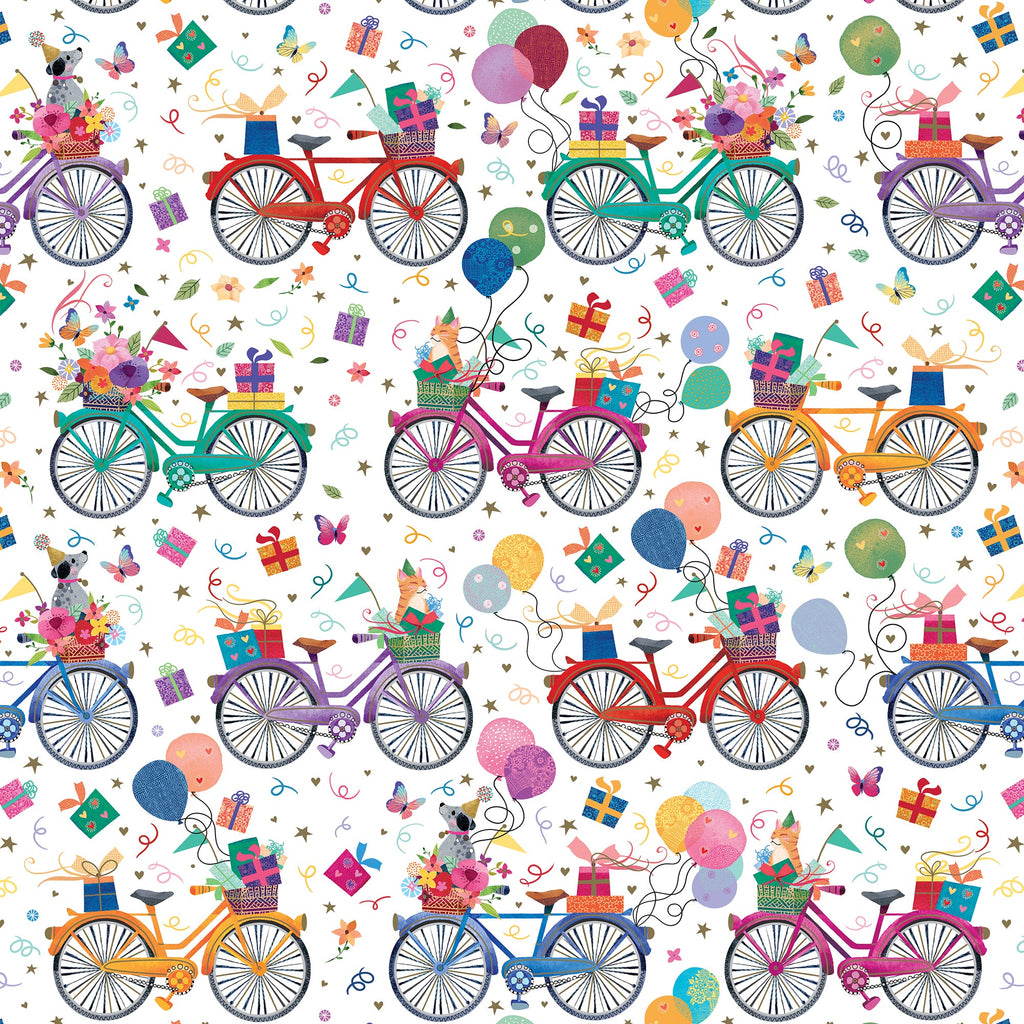 Birthday Bicycles Gift Wrapping Paper Swatch