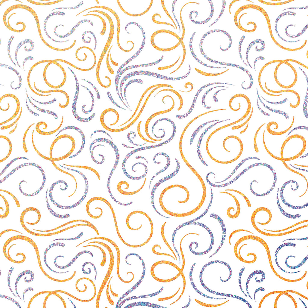 Gold Silver Swirls Holographic Wedding Gift Wrapping Paper Swatch