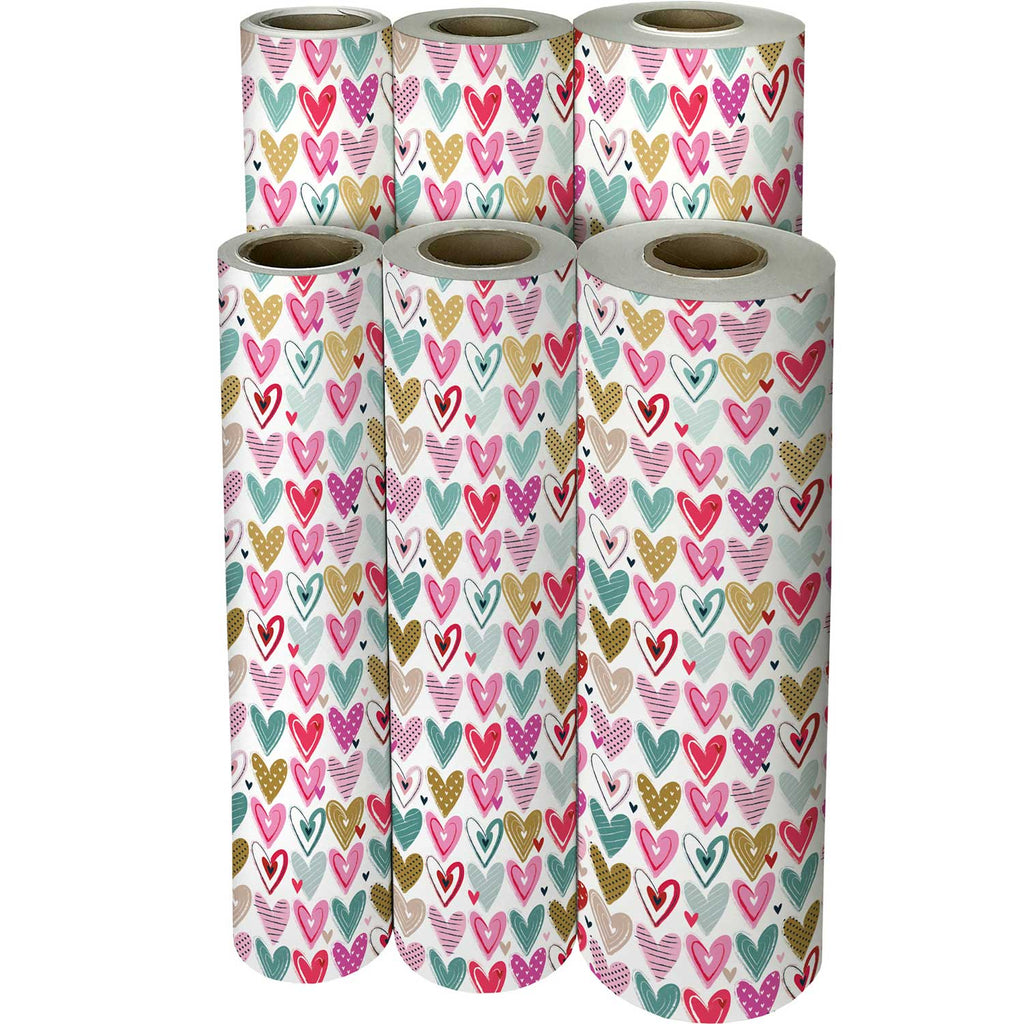 B401f Pink Purple Red Hearts Valentines Gift Wrapping Paper Reams 