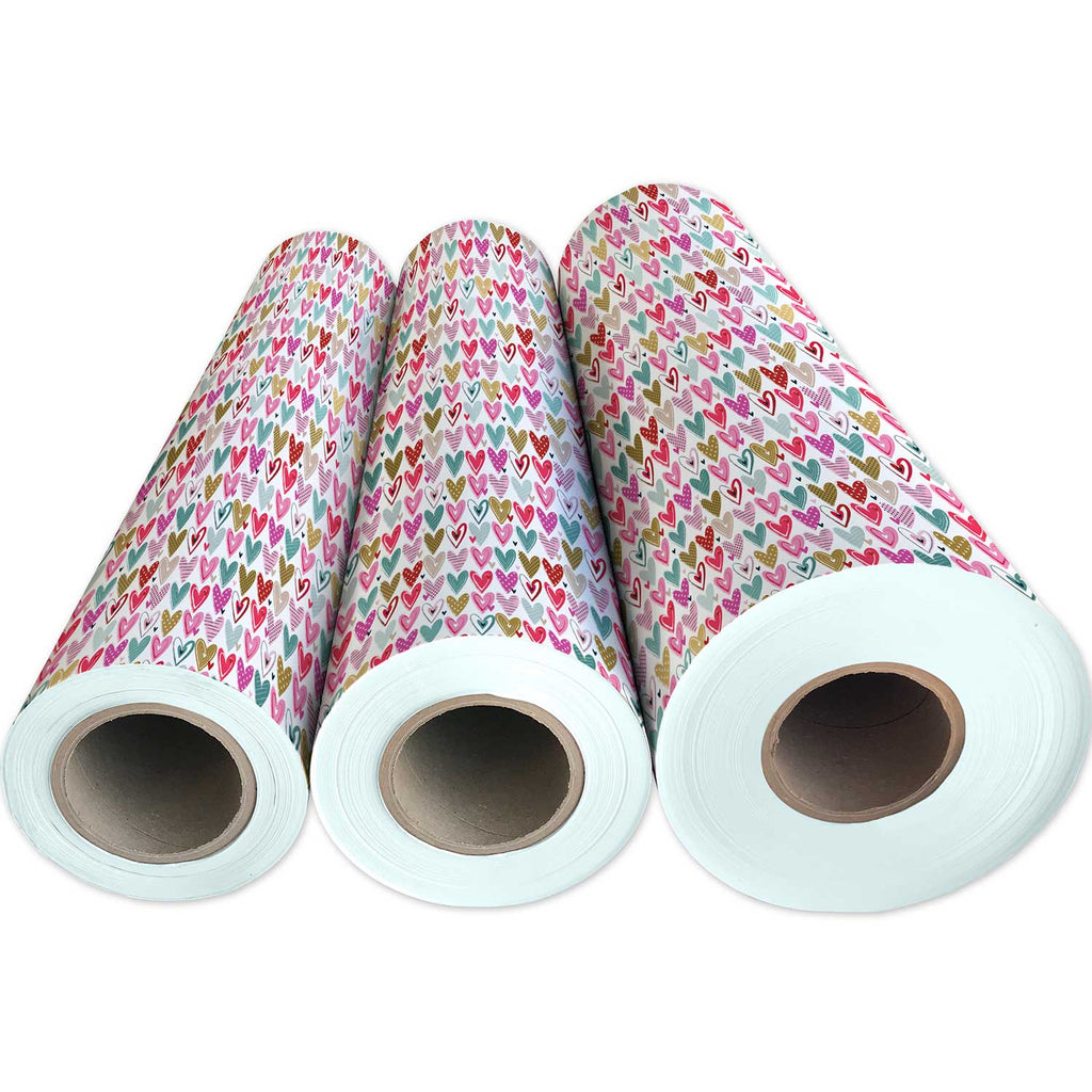 B401g Pink Purple Red Hearts Valentines Gift Wrapping Paper 3 Reams 