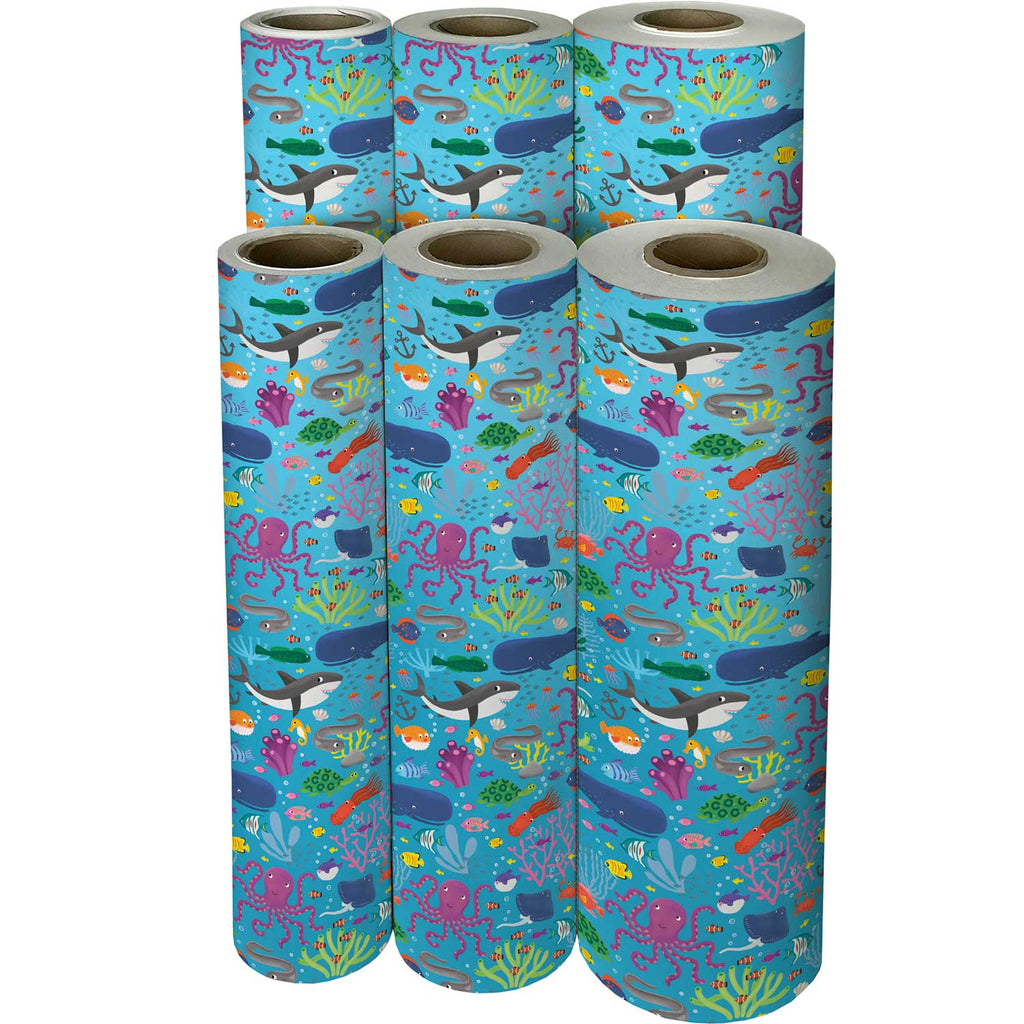 B499f Sea Creatures Kids Gift Wrapping Paper Reams 