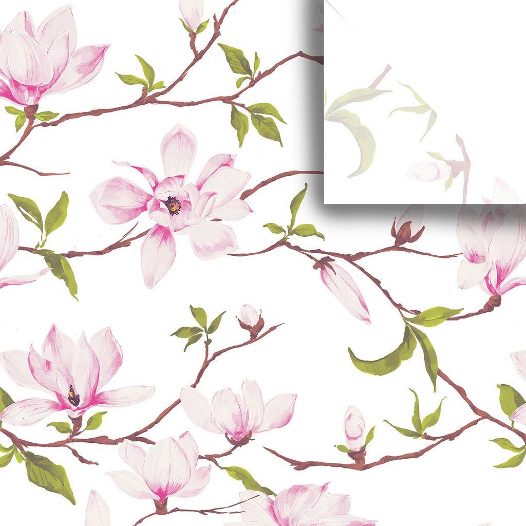 BPT159a Pink Magnolia Blossom Floral Gift Tissue Paper Swatch