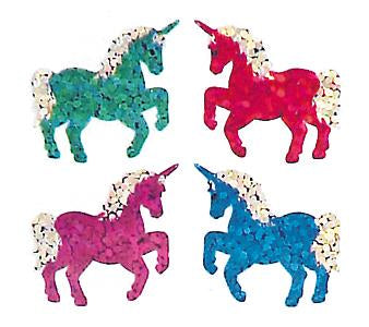 Jillson & Roberts Bulk Roll Prismatic Stickers, Mini Unicorns (50 Repeats) - Present Paper