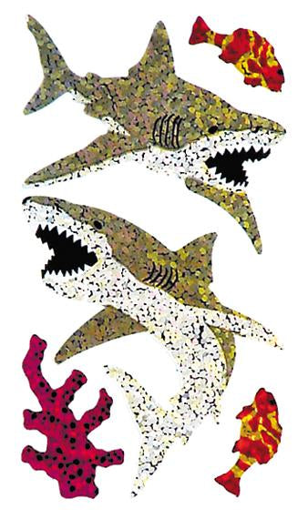 Jillson & Roberts Bulk Roll Prismatic Stickers, Great White Shark (50 Repeats) - Present Paper