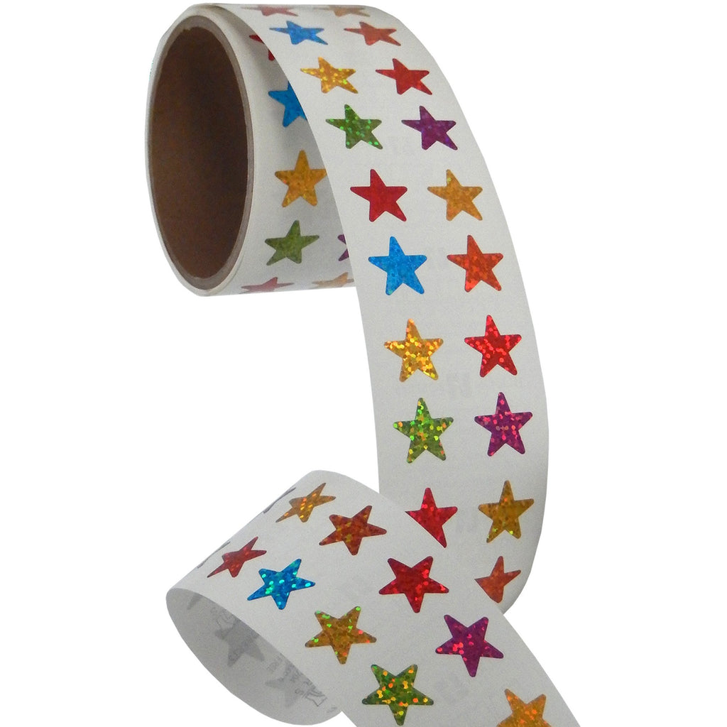 Jillson & Roberts Bulk Roll Prismatic Stickers, Mini Stars / Multicolor (50 Repeats) - Present Paper