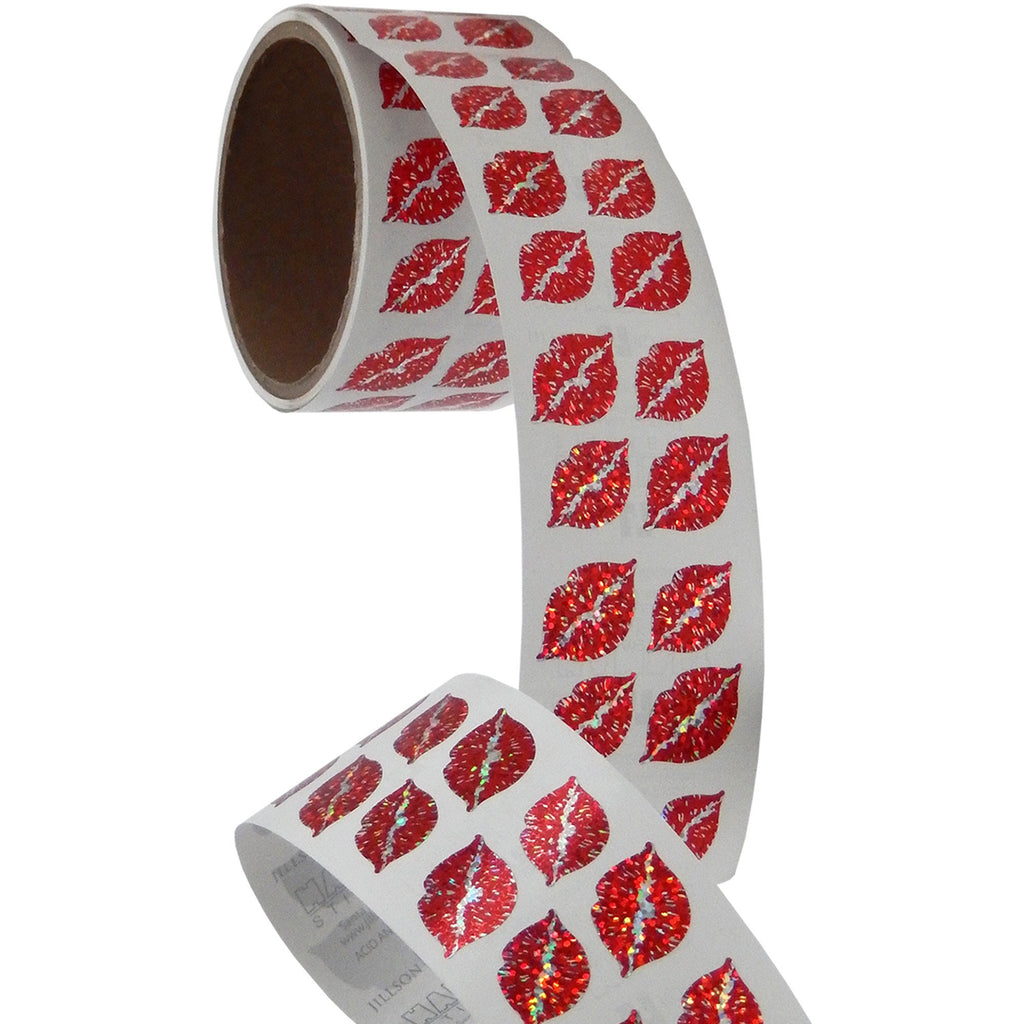 Jillson & Roberts Bulk Roll Prismatic Stickers, Mini Lips (100 Repeats) - Present Paper