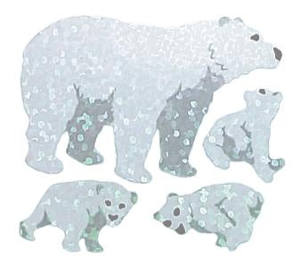 Jillson & Roberts Bulk Roll Prismatic Stickers, Polar Bears (100 Repeats) - Present Paper