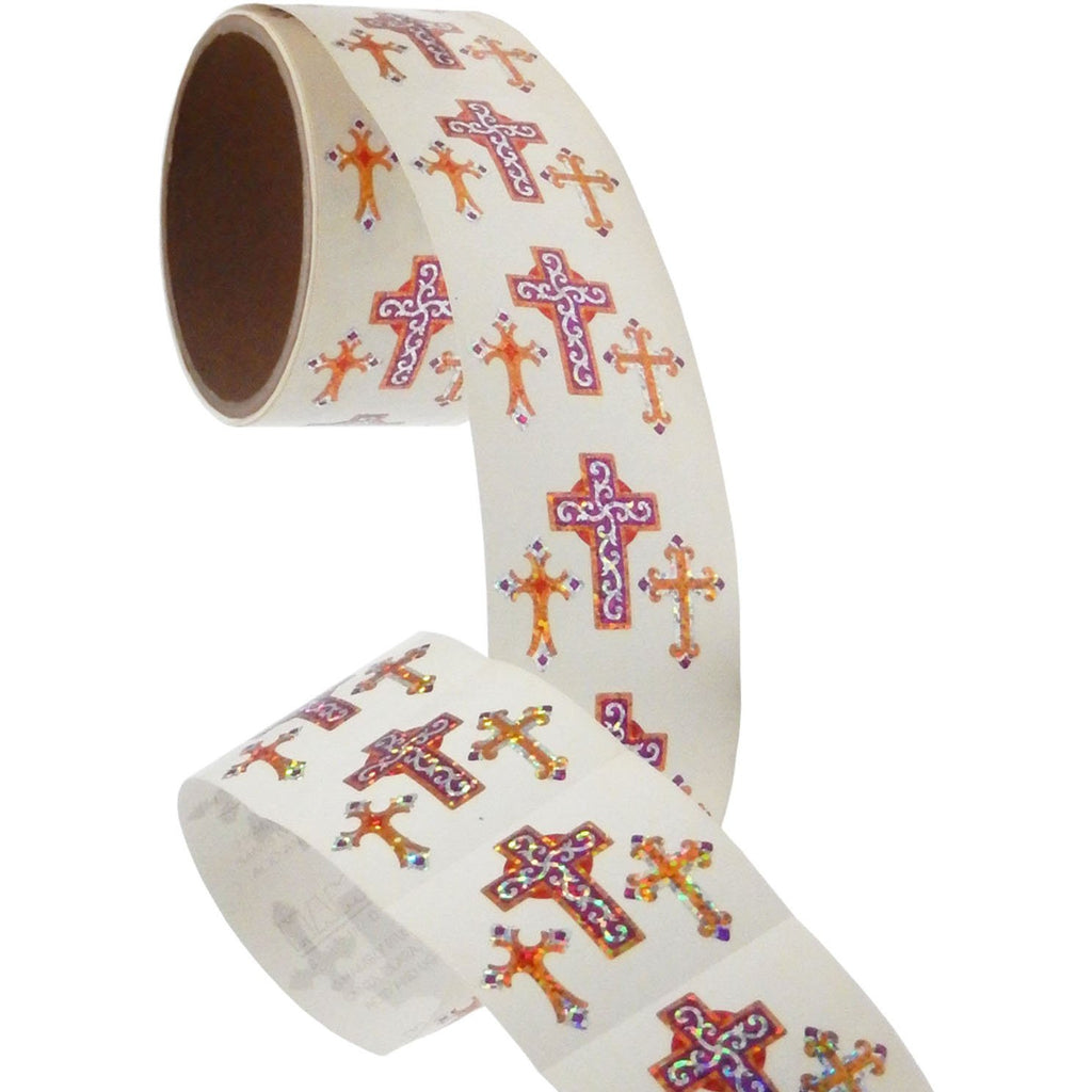 Jillson & Roberts Bulk Roll Prismatic Stickers, Crosses (100 Repeats) - Present Paper
