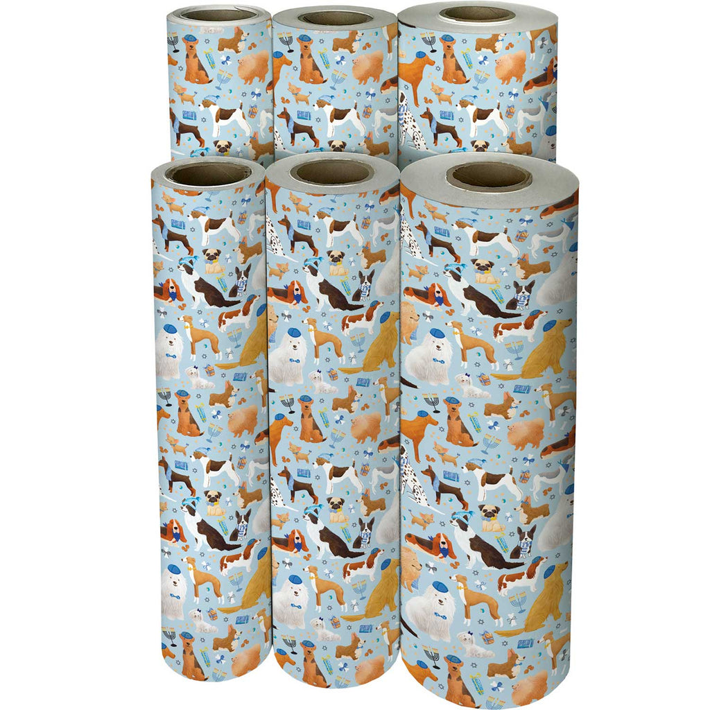 XB543f Yamaka Dog Hanukkah Gift Wrapping Paper Reams 