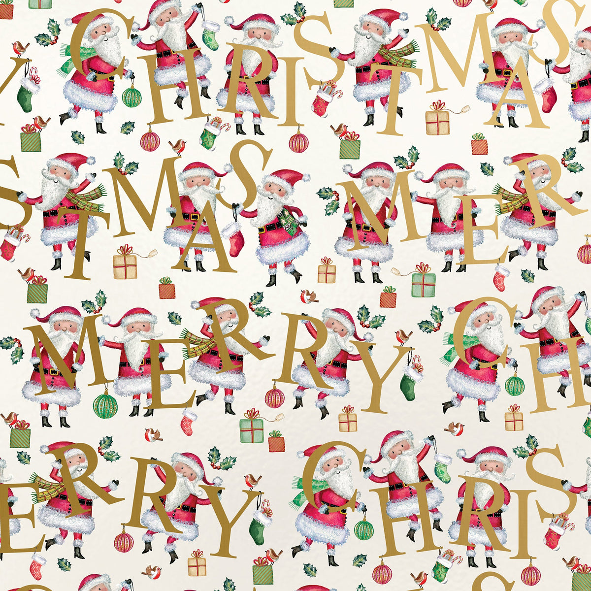 Green Santa Be Merry Presents Gift Wrapping Paper, 18ft x 40in (60 sq ft)