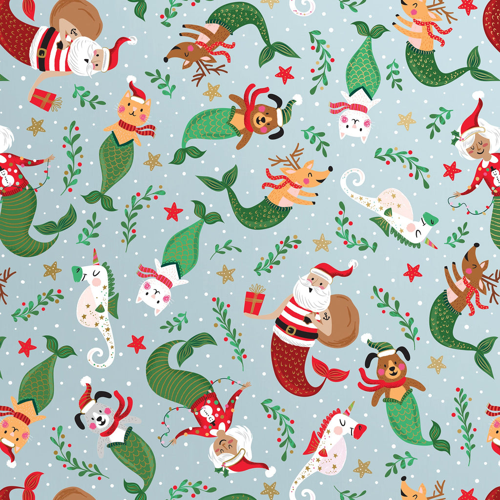 Undersea Holiday Christmas Gift Wrapping Paper Swatch