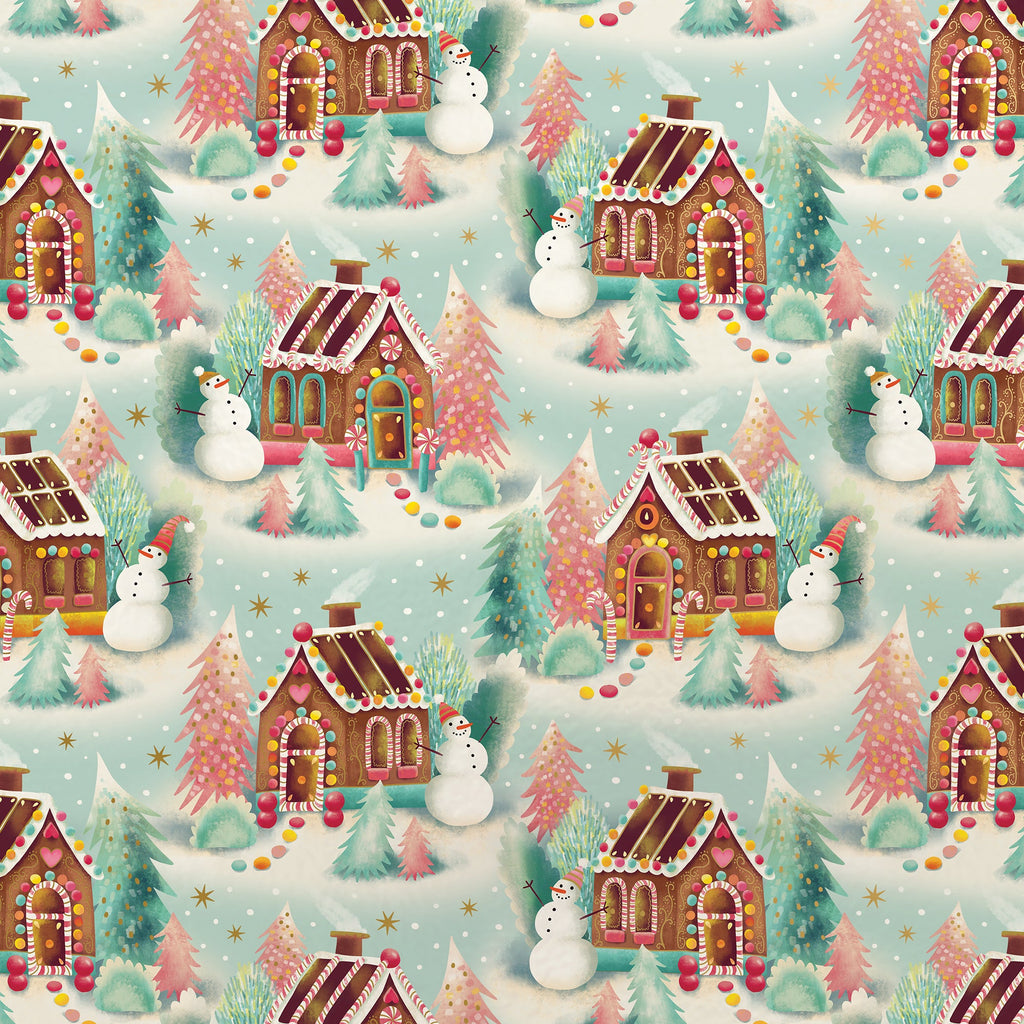 Gingerbread Dreams Christmas Gift Wrapping Paper Swatch