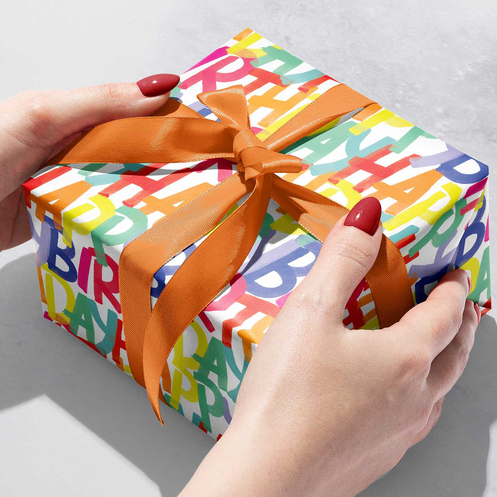 B122b Rainbow Birthday Gift Wrapping Paper Gift Box 