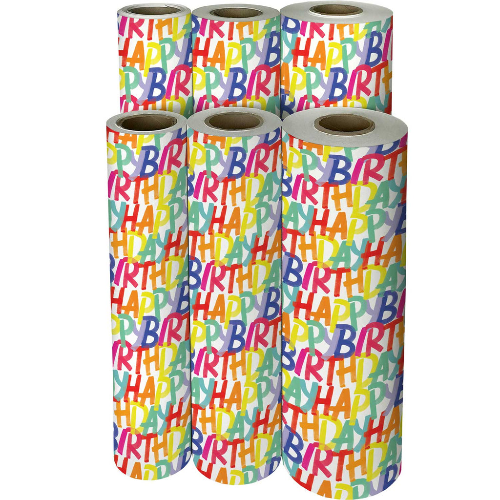 B122f Rainbow Birthday Gift Wrapping Paper Reams 