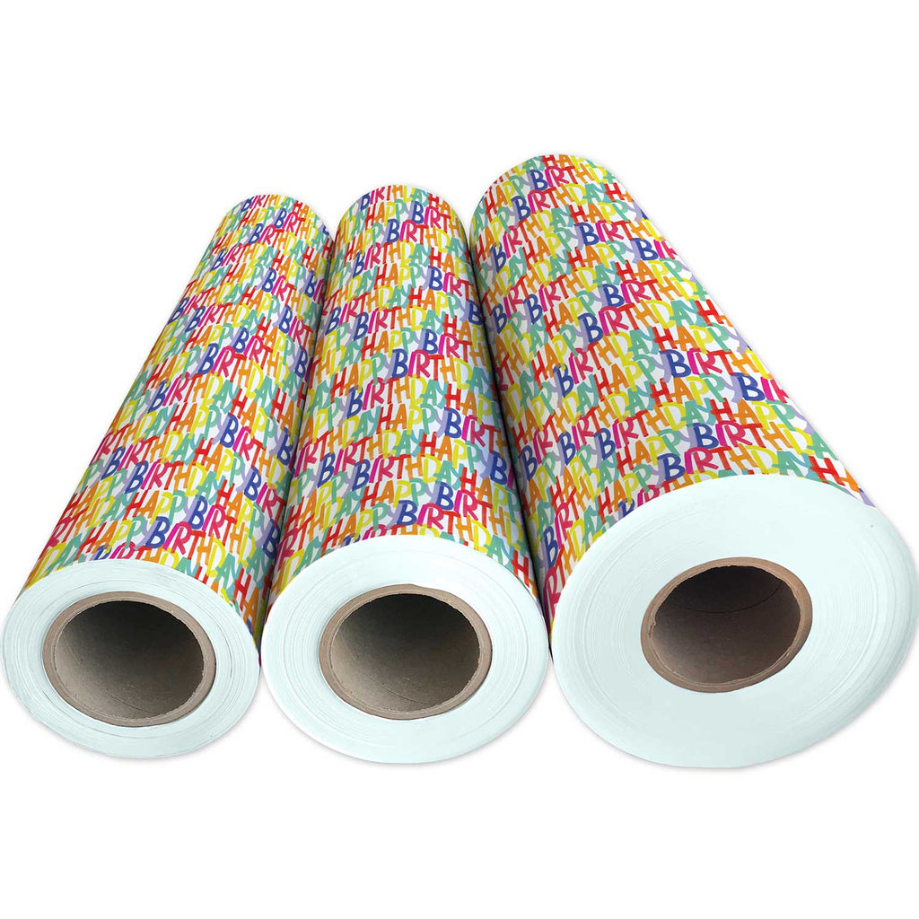 B122g Rainbow Birthday Gift Wrapping Paper 3 Reams 