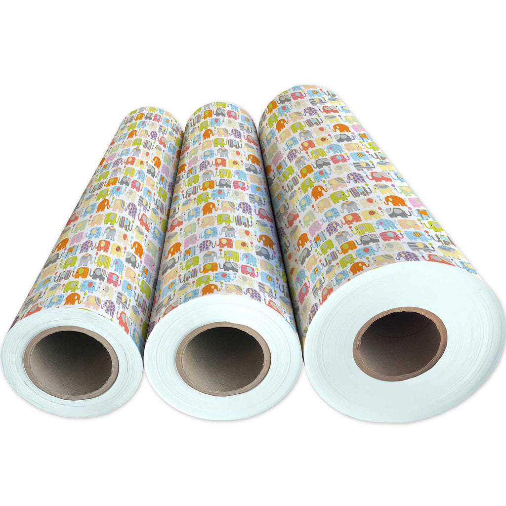 B138g Elephant Parade Baby Gift Wrapping Paper 3 Reams 