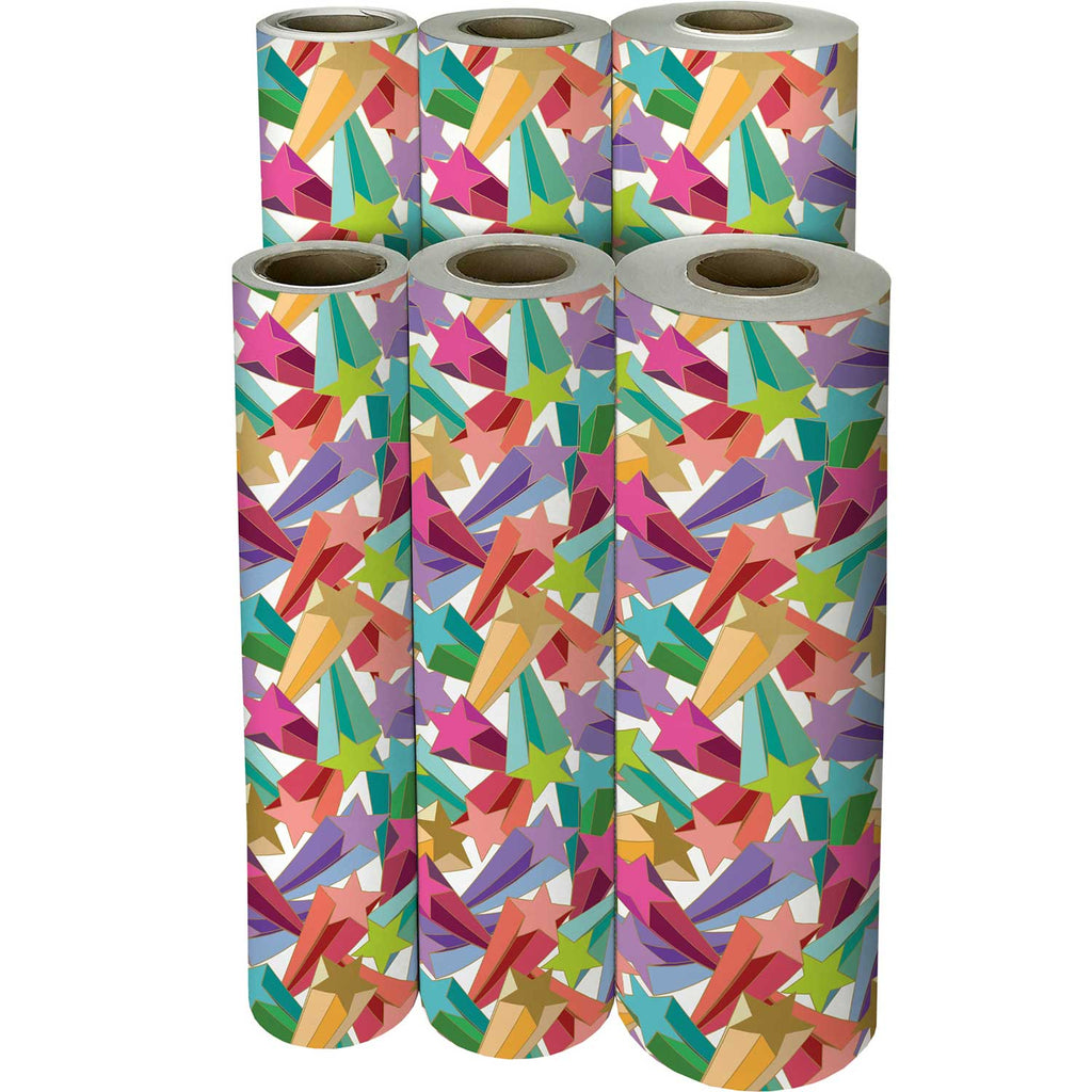 B149f Bright Birthday Stars Gift Wrapping Paper Reams 