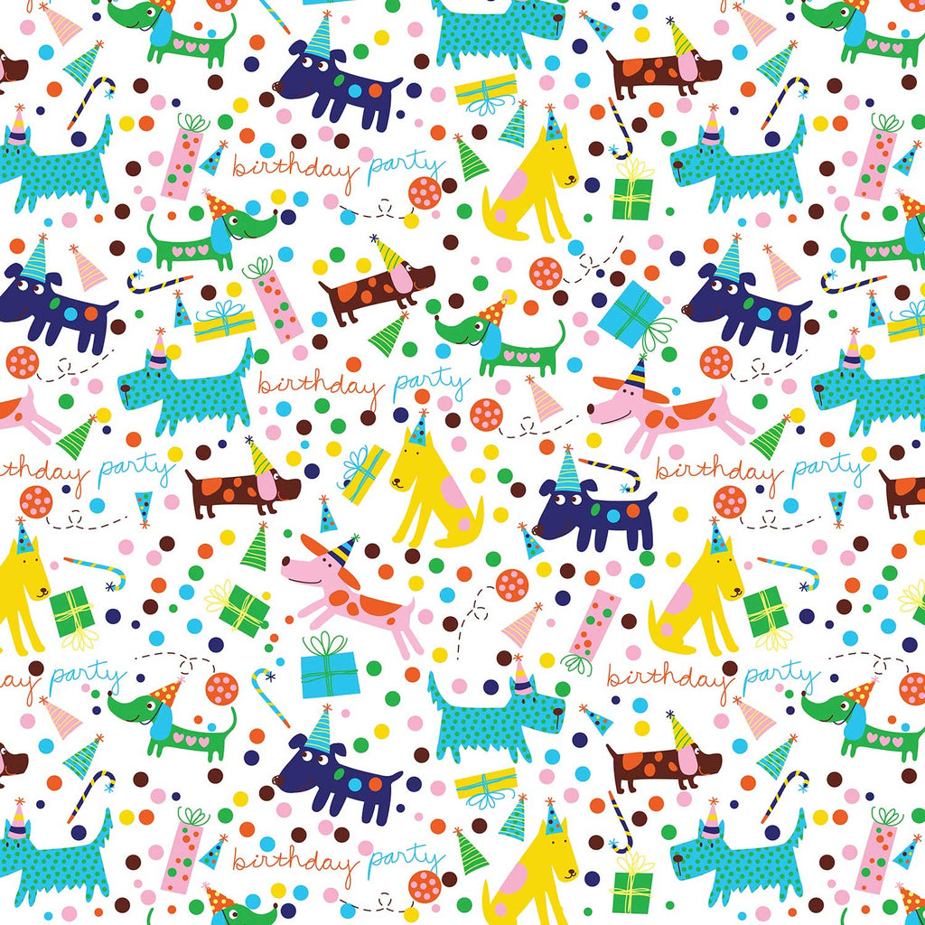 B160a Birthday Dog Gift Wrapping Paper Swatch 