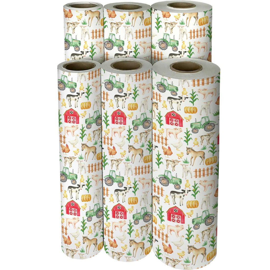 B163f Farm Animals Baby Gift Wrapping Paper Reams 