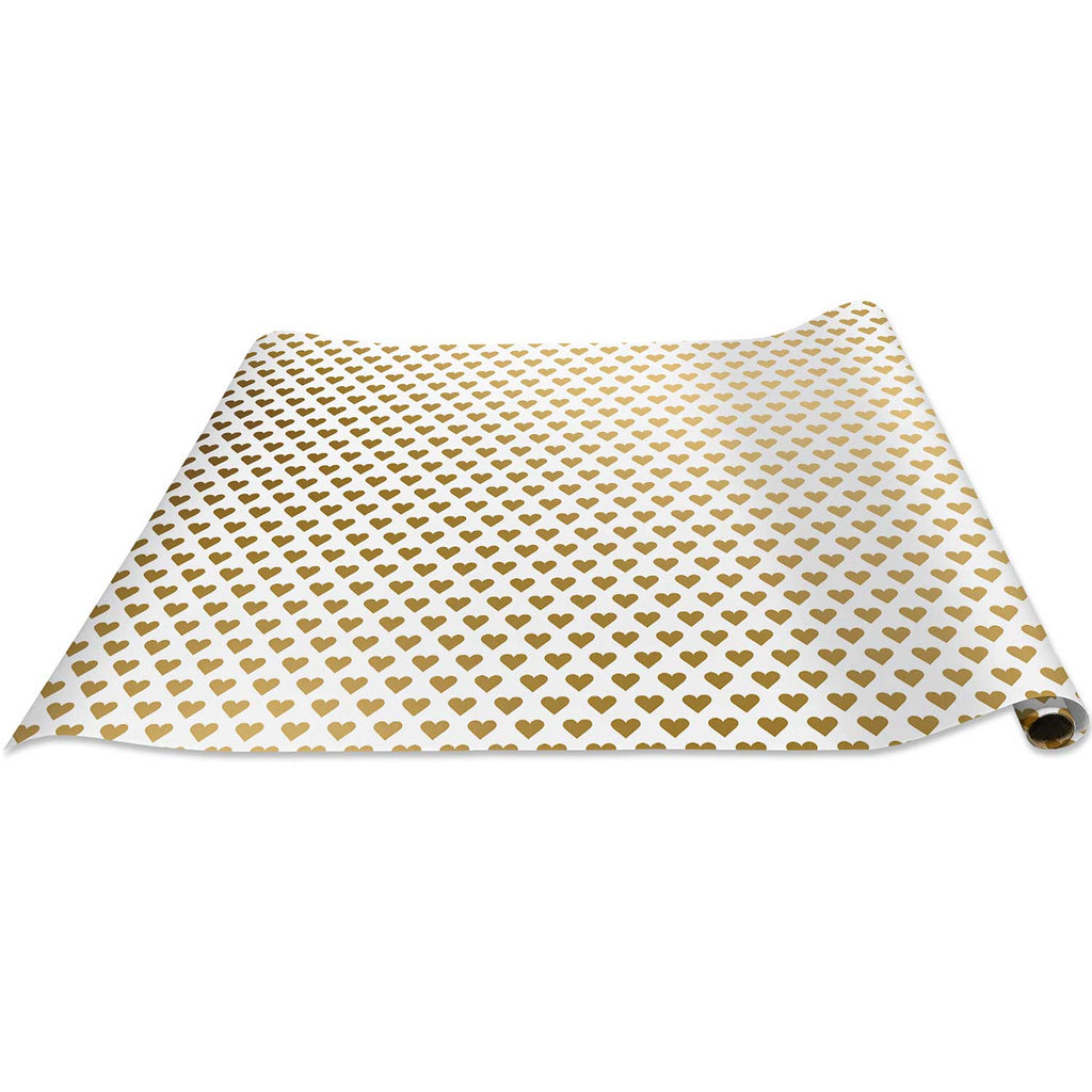 B168d Gold Hearts Gift Wrapping Paper Regular Roll 