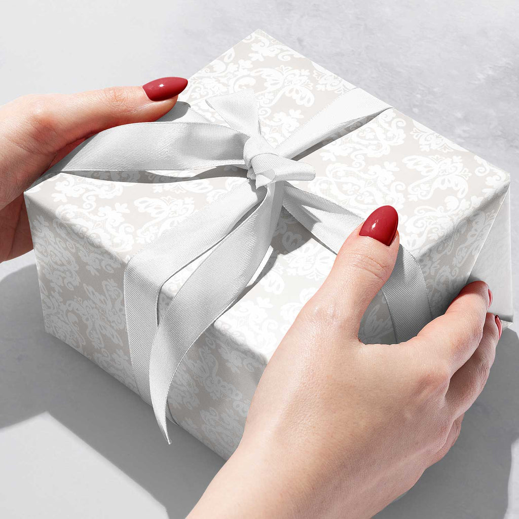 B195b Pearl Damask Pattern Gift Wrapping Paper Gift Box 