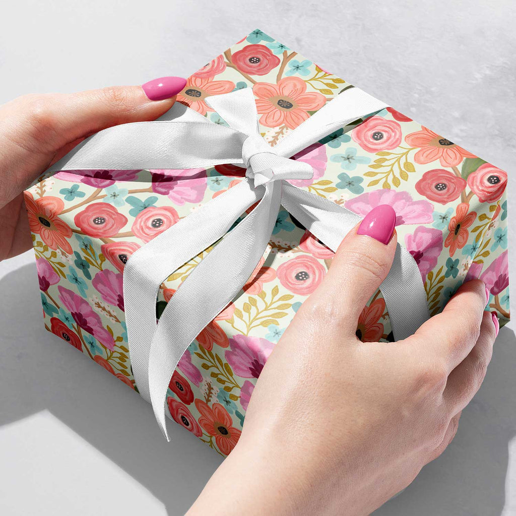 B209b Floral Gift Wrapping Paper Gift Box 