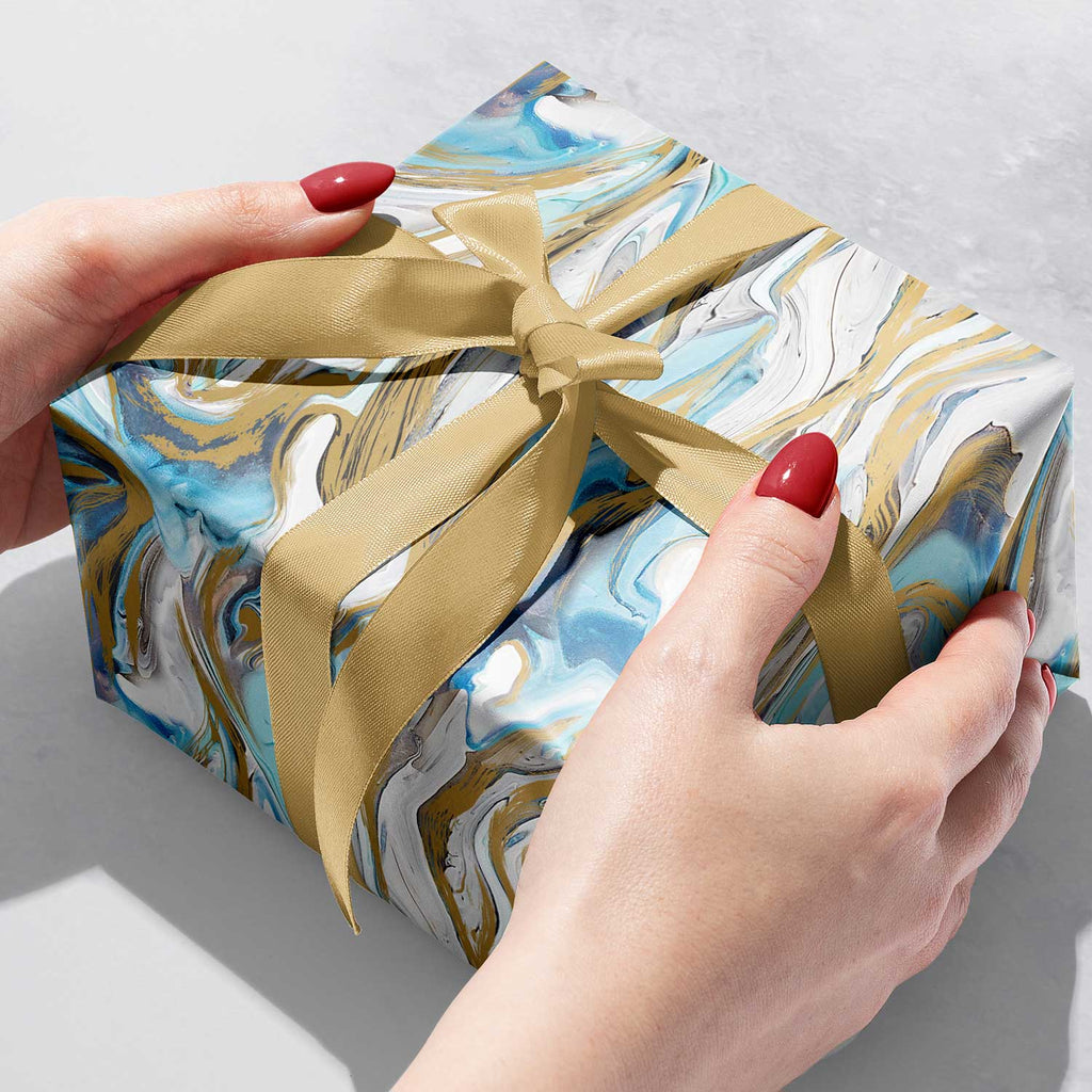 B218b Blue Marble Gift Wrapping Paper Gift Box 
