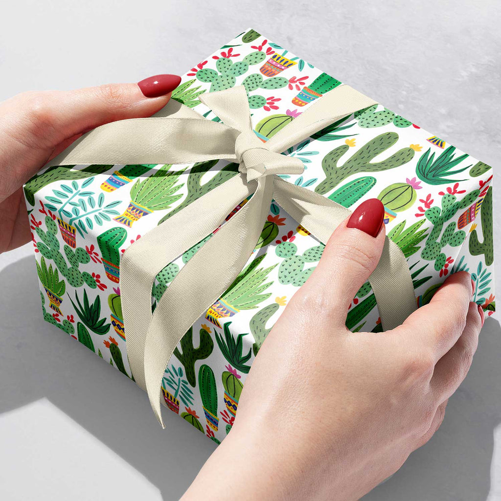 B224b Cactus Gift Wrapping Paper Gift Box 