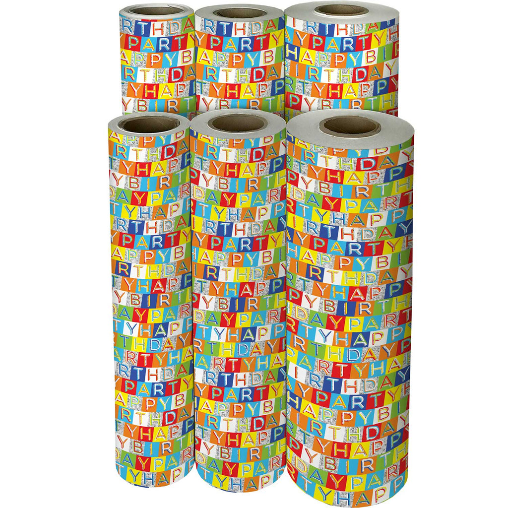 B244f Holographic Birthday Gift Wrapping Paper Reams 