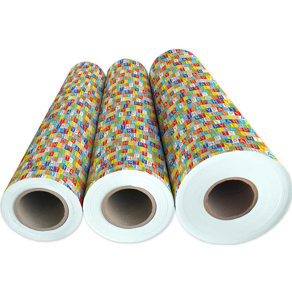 B244g Holographic Birthday Gift Wrapping Paper 3 Reams 