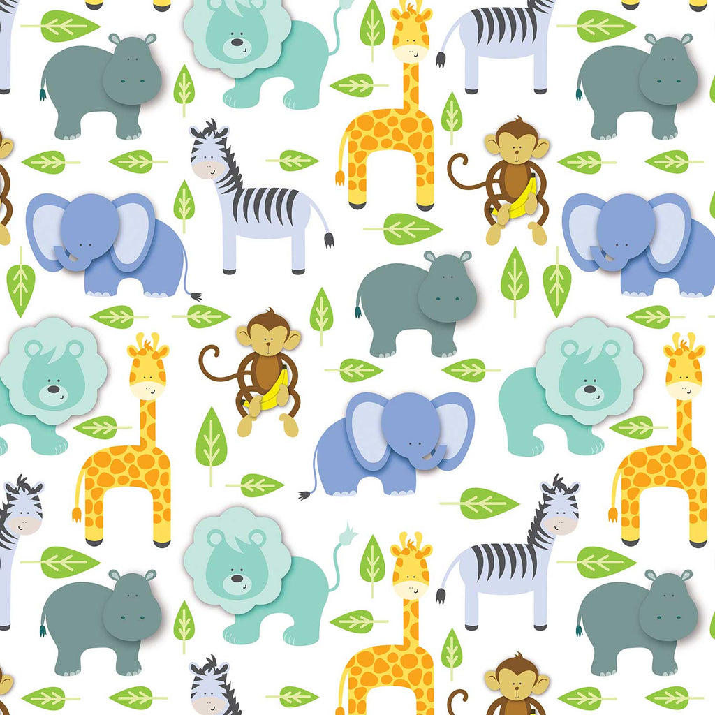 B268a Zoo Animals Gift Wrapping Paper Swatch 