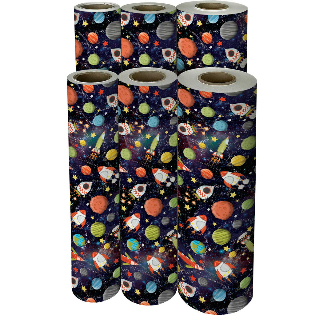 B282f Outer Space Rocket Gift Wrapping Paper Reams 