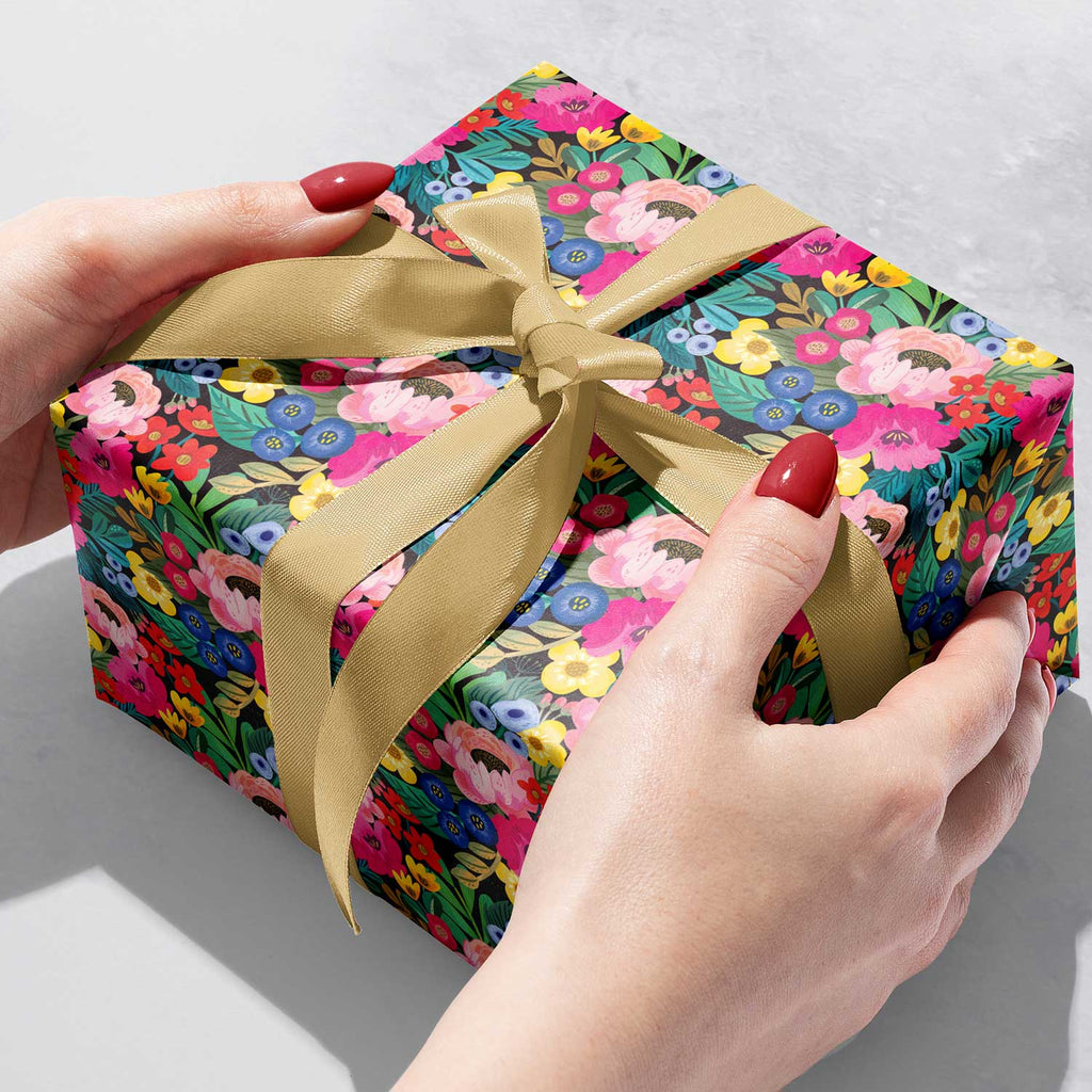 B302b Floral Burst Gift Wrapping Paper Gift Box 