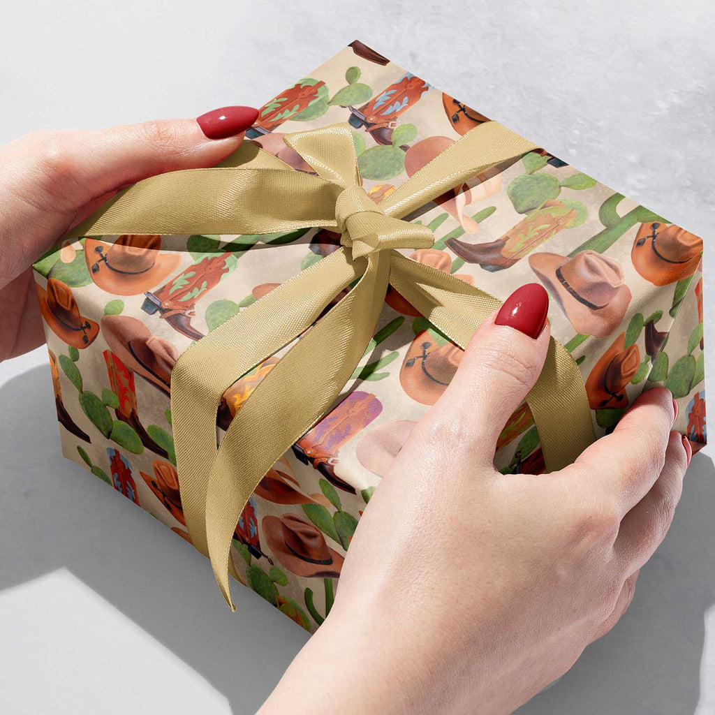 B305b Cowboy Gift Wrapping Paper Gift Box 
