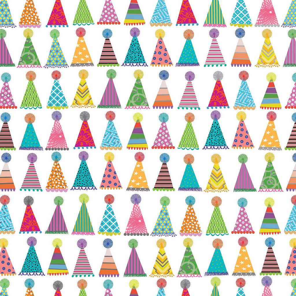 B318a Party Hats Birthday Gift Wrapping Paper Swatch 