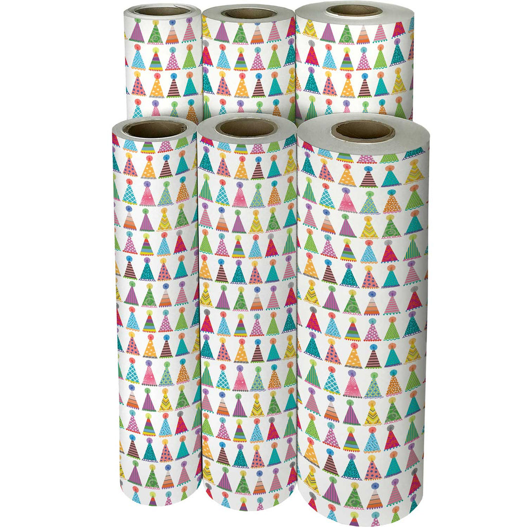 B318f Party Hats Birthday Gift Wrapping Paper Reams 