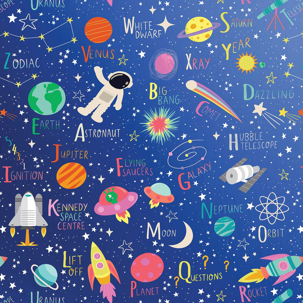 B321a Outer Space Kids Gift Wrapping Paper Swatch 