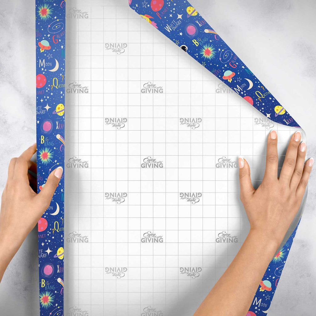 B321e Outer Space Kids Gift Wrapping Paper Backside 