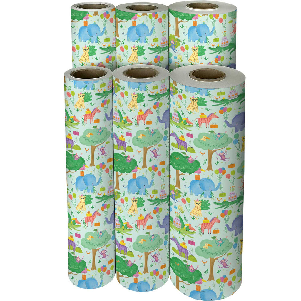 B328f Jungle Party Birthday Gift Wrapping Paper Reams 