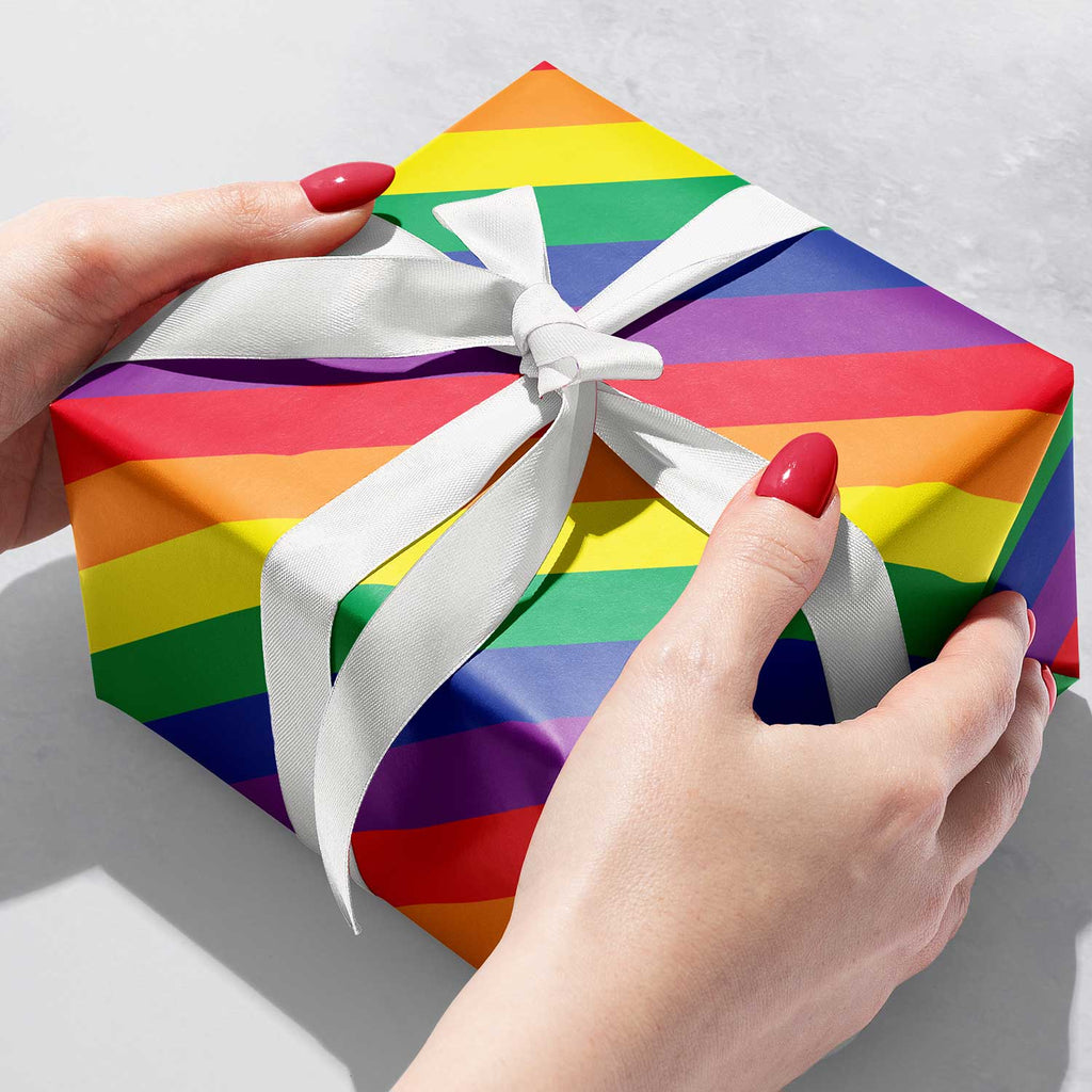 B335b Rainbow Stripe Pride Gift Wrapping Paper Gift Box 
