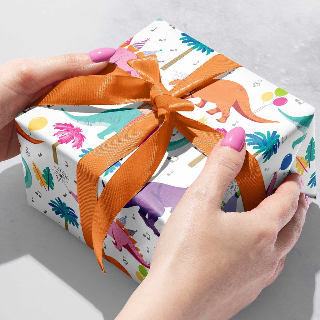 B343b Birthday Dinosaur Party Gift Wrapping Paper Gift Box 