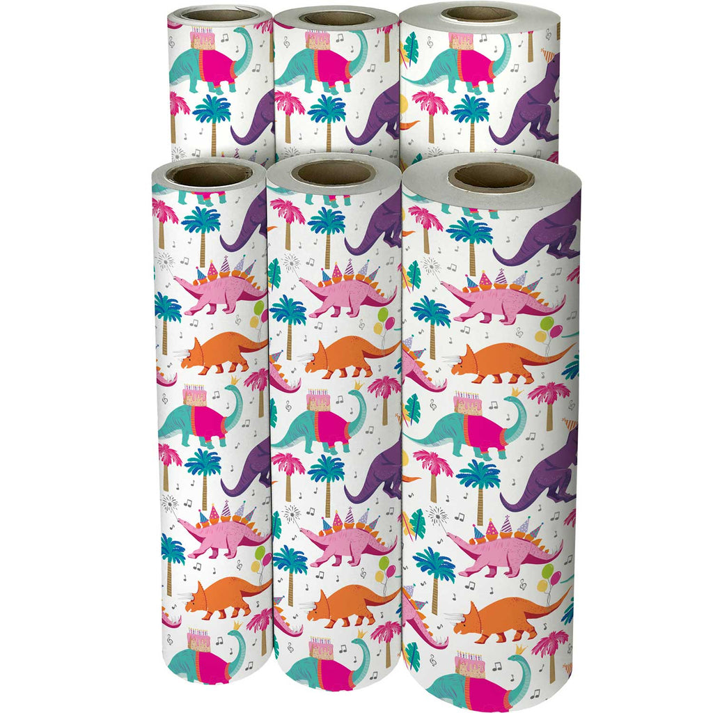 B343f Birthday Dinosaur Party Gift Wrapping Paper Reams 