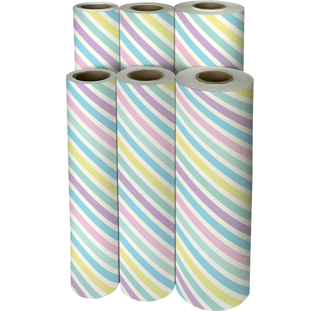 B345f Pastel Stripe Baby Gift Wrapping Paper Reams 