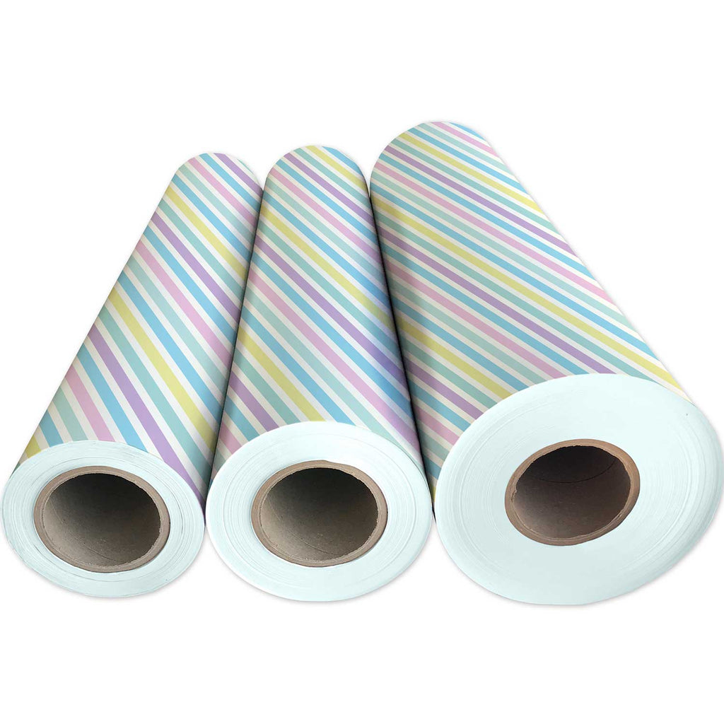 B345g Pastel Stripe Baby Gift Wrapping Paper 3 Reams 
