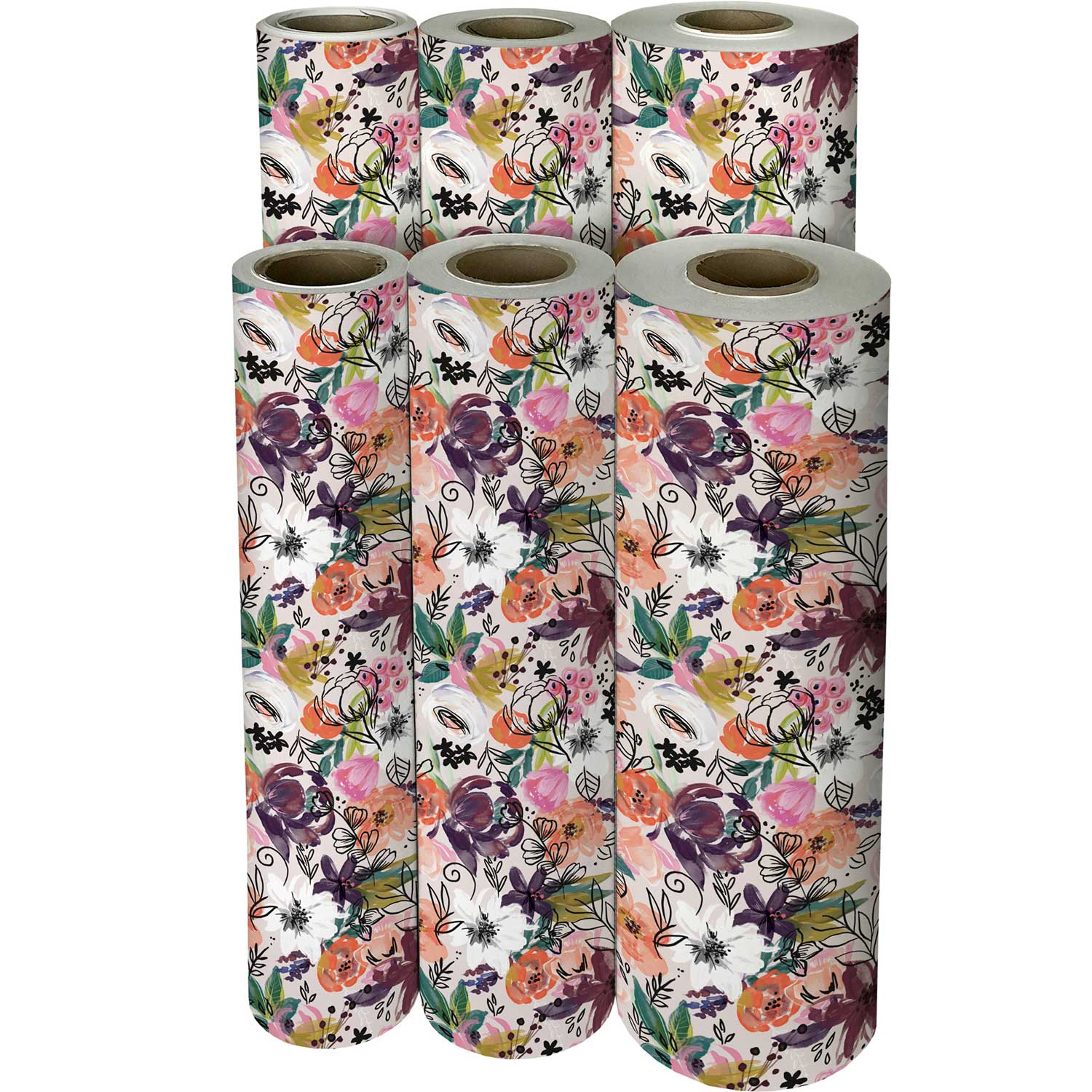 Pack of 5 Single Stem Flower Wrapping Paper for Gifting – Floral