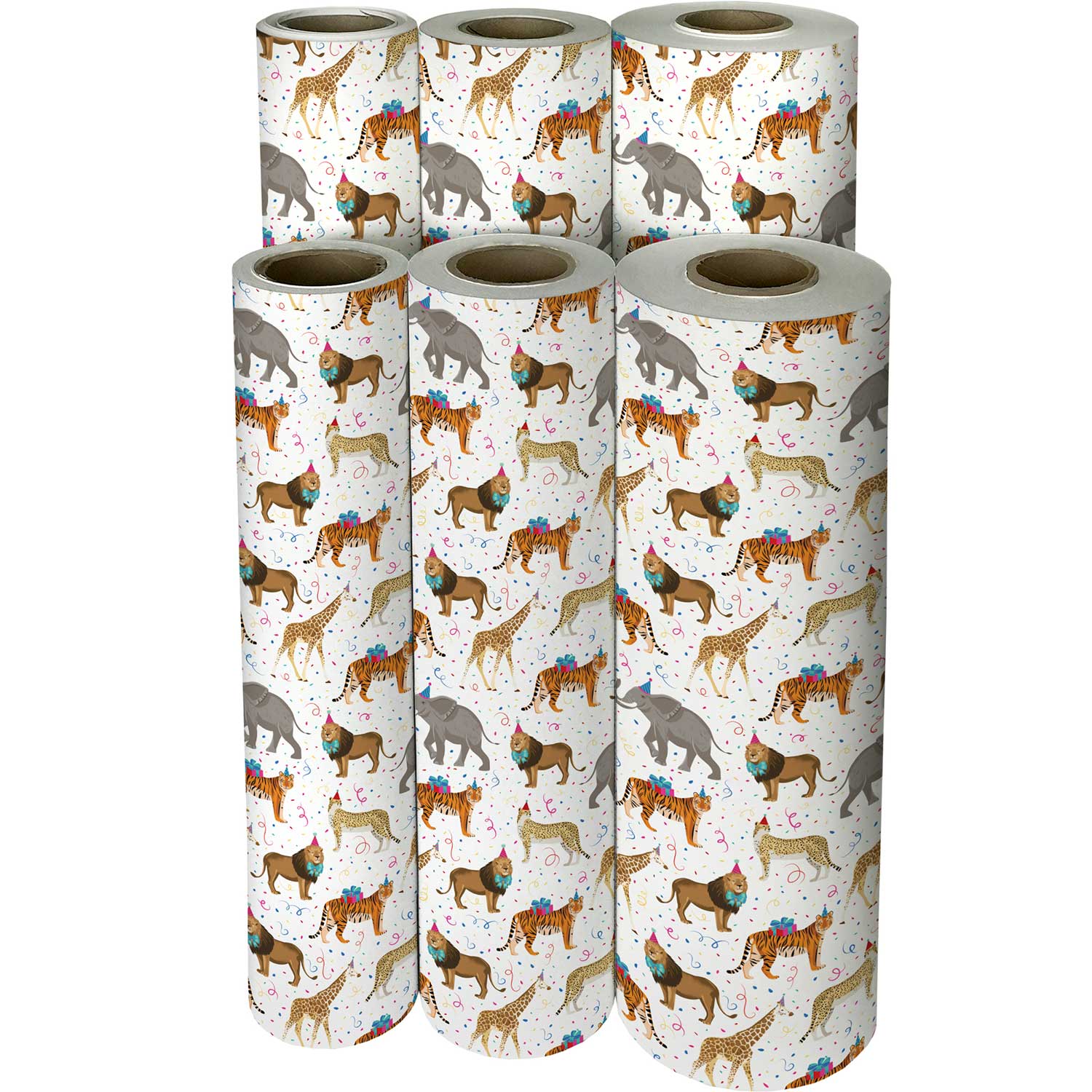 Cakesupplyshop Zoo Animals Lion Elephant Giraffe Baby Shower Gift Wrap Wrapping Paper 12ft Folded with Gift Tags