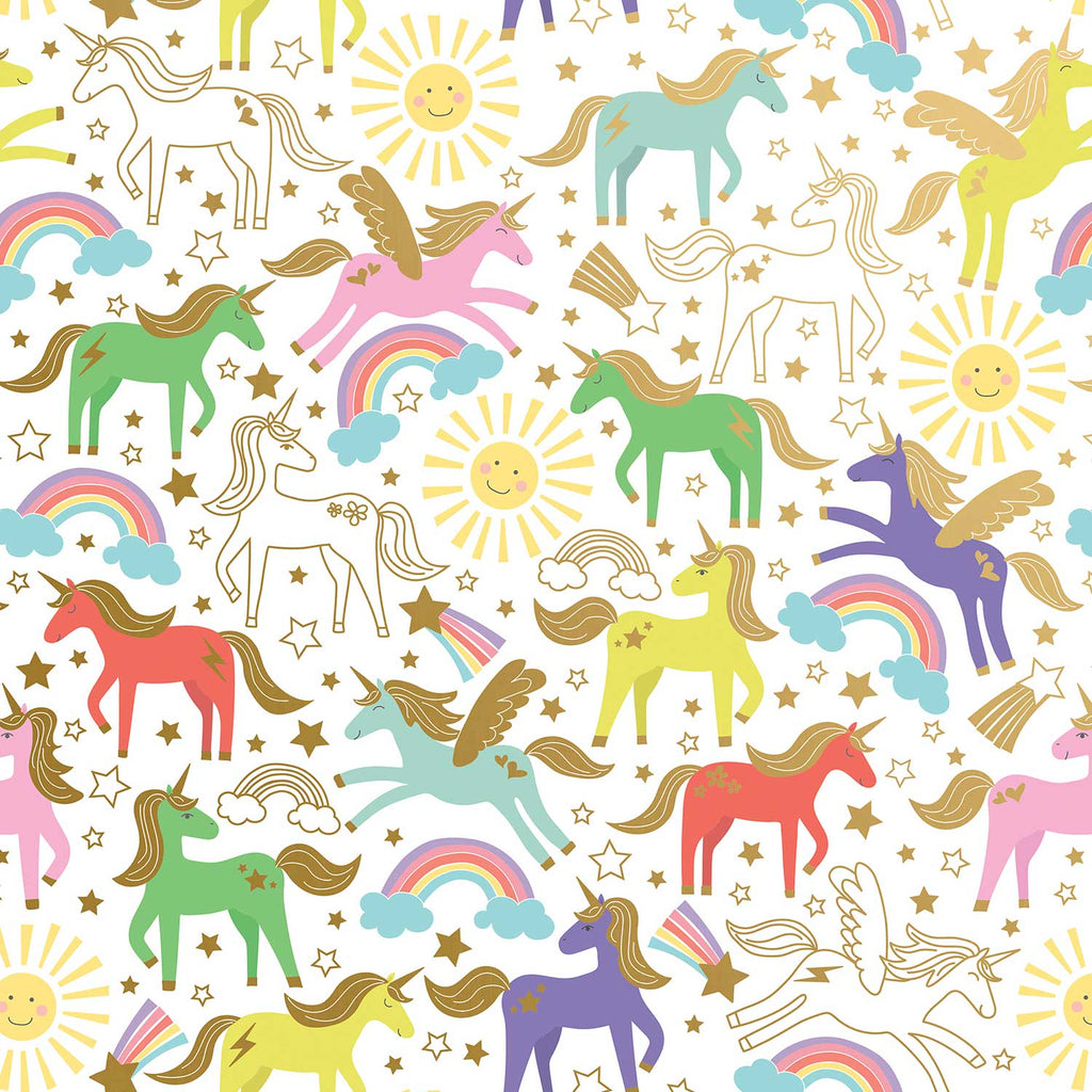 B356a Birthday Unicorns Gift Wrapping Paper Swatch 