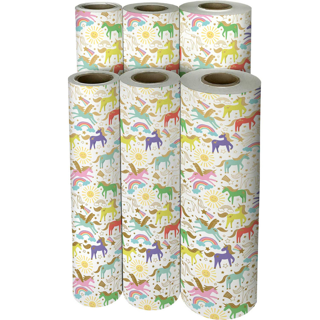 B356f Birthday Unicorns Gift Wrapping Paper Reams 